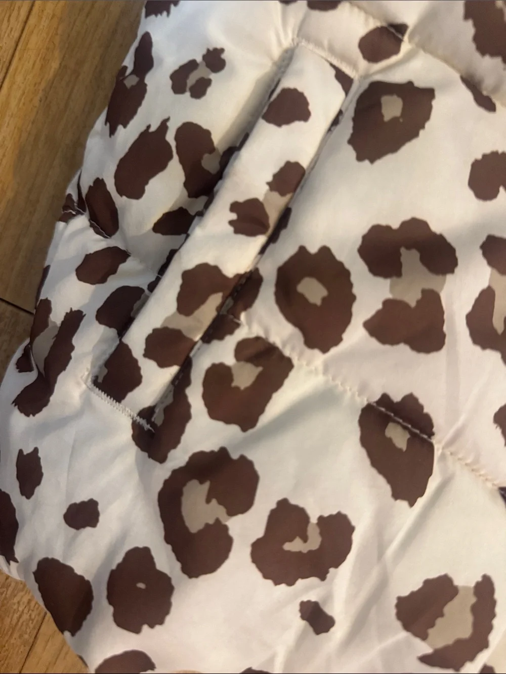 GAP Cream and Brown Leopard-Print Hooded Puffer
